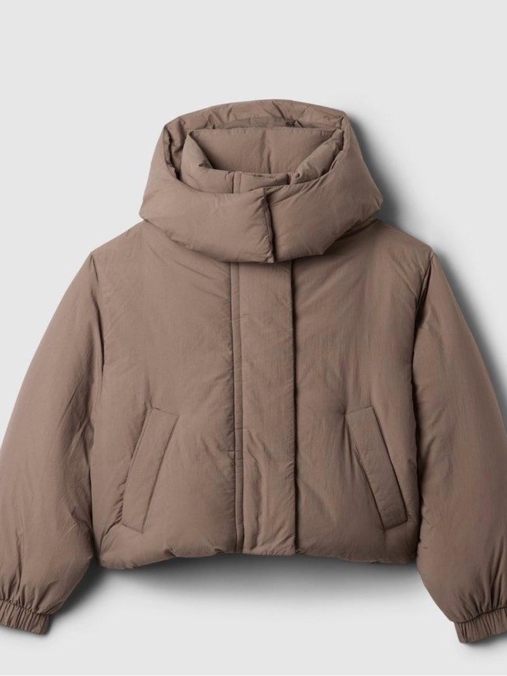 Gap Cropped Duvet Wrap Puffer, brown, NWT.